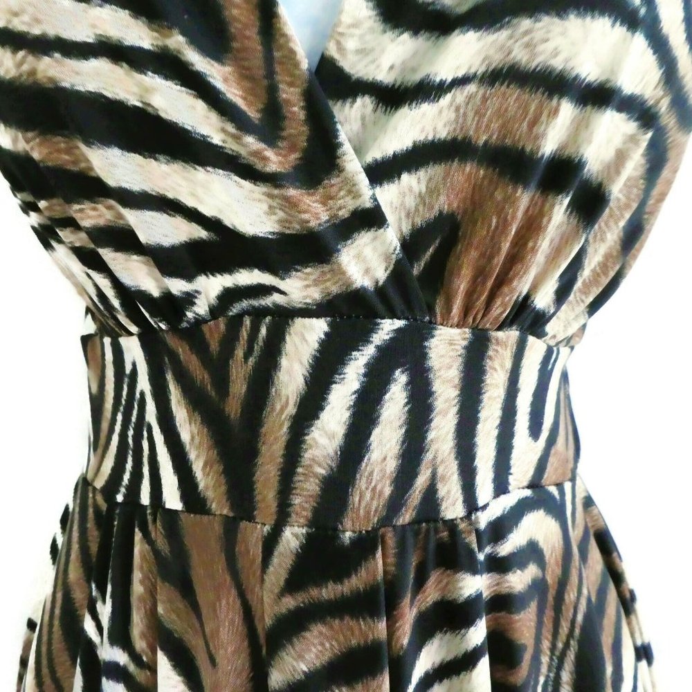 SOLD Vintage Jumpsuit MC Hammer Animal Surplice Plunge Harem Tapered USA L - Picture 5 of 13